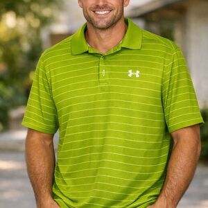 Under Armour Men's Lime Green Striped Polo